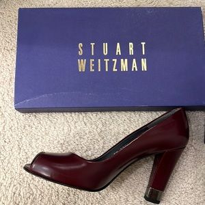 Red peep toe heels new Stuart Weitzman